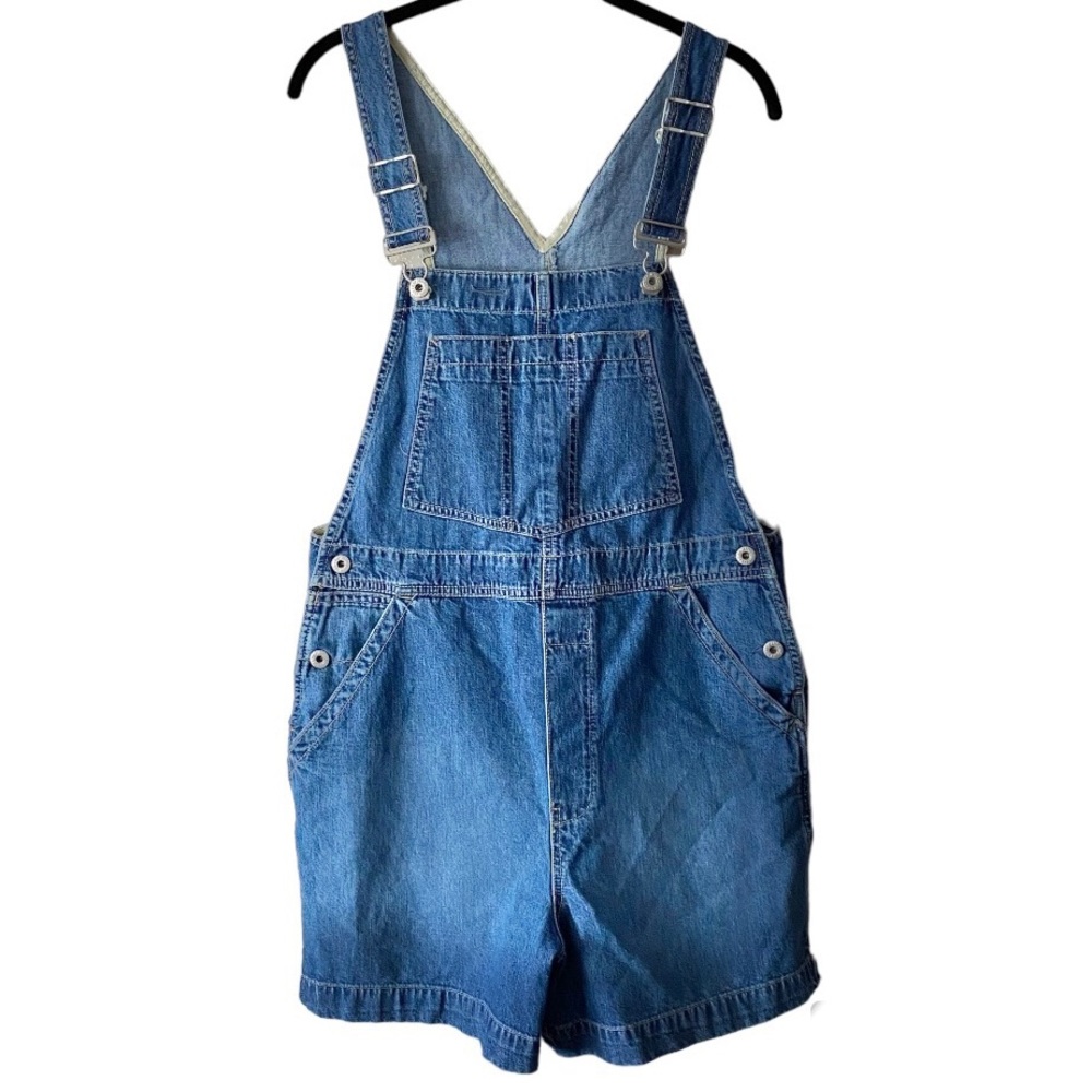 Vintage Y2K Gap Bib Shortalls Overalls Shorts Blue Denim Jeans Size Medium